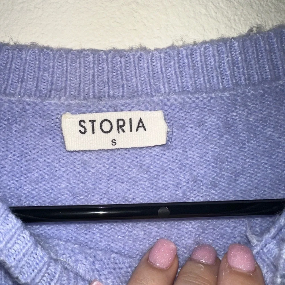 Storia women’s light purple lightning bolt crew neck soft sweater S winter fall - Picture 5 of 7